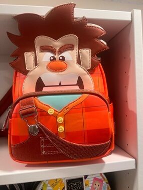 Loungefly Orange Wreck-It Ralph Plaid Character Backpack